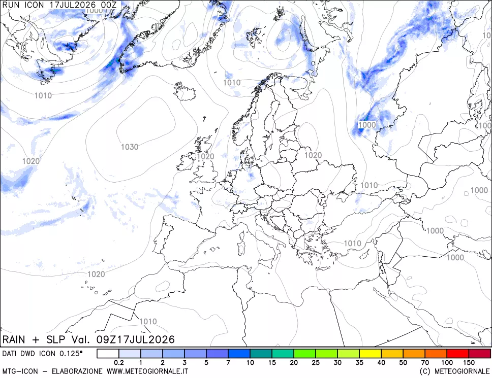 mappa Precipitazioni e pressione SLM