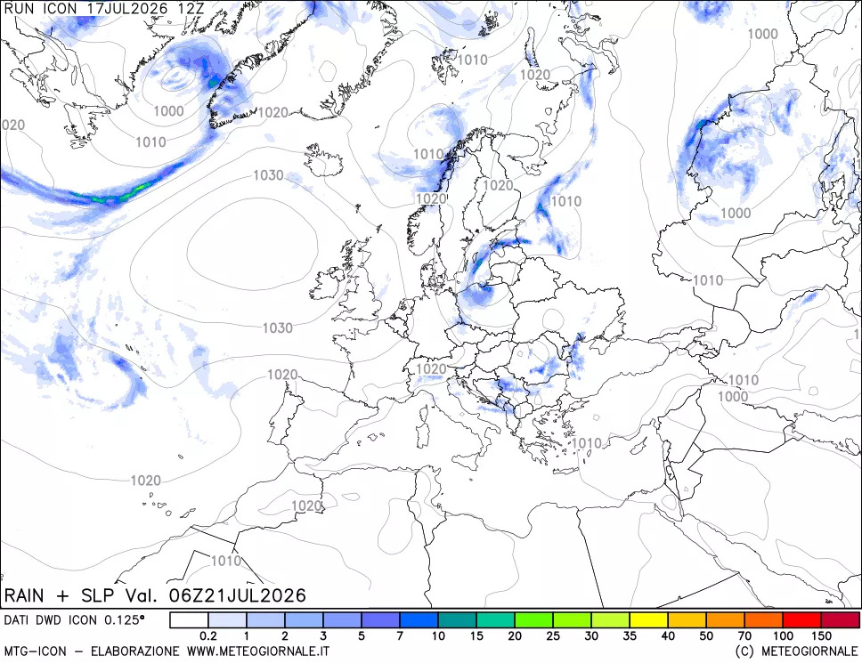 mappa Precipitazioni e pressione SLM