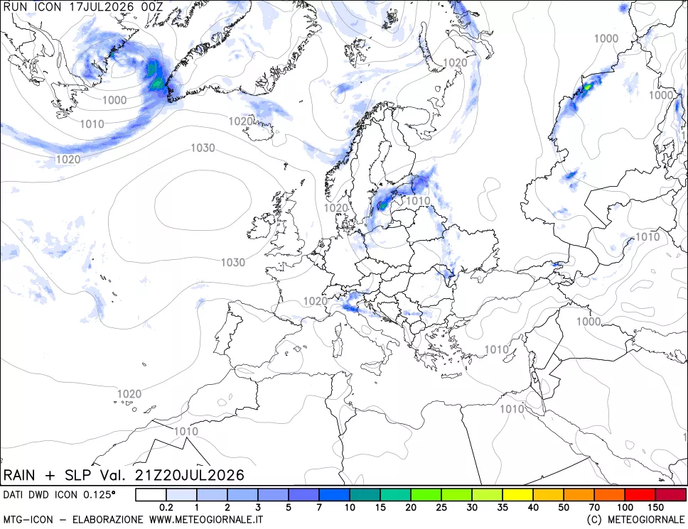 mappa Precipitazioni e pressione SLM