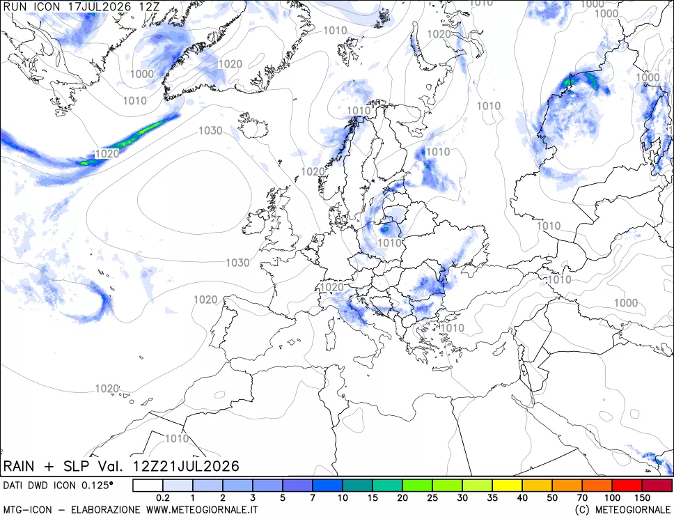 mappa Precipitazioni e pressione SLM
