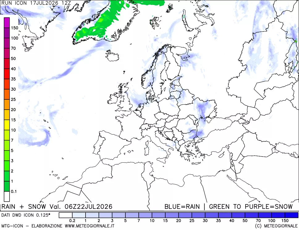 mappa Precipitazioni totali e nevose