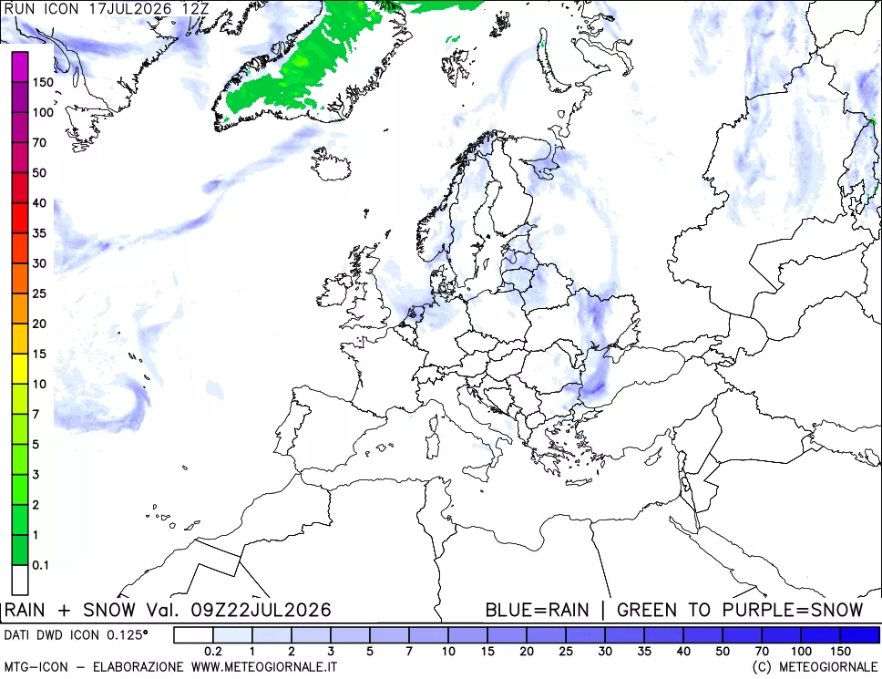 mappa Precipitazioni totali e nevose
