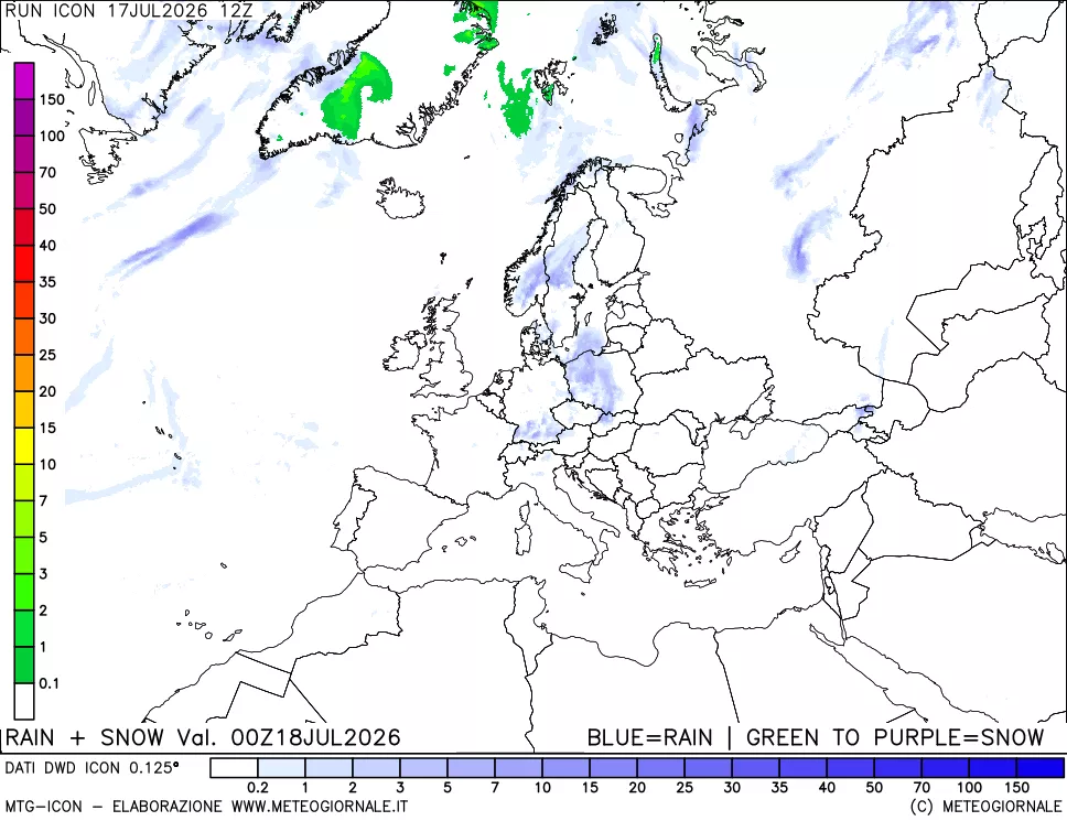 mappa Precipitazioni totali e nevose