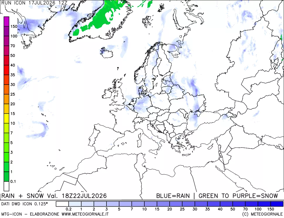 mappa Precipitazioni totali e nevose
