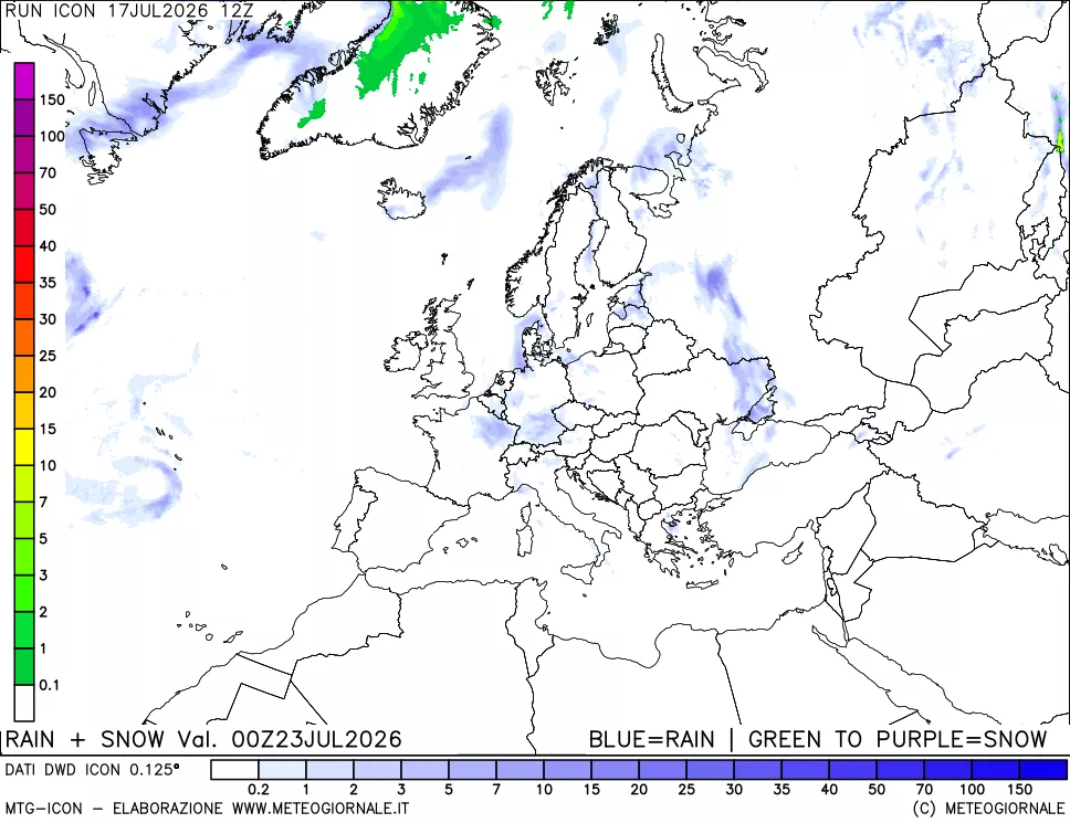 mappa Precipitazioni totali e nevose