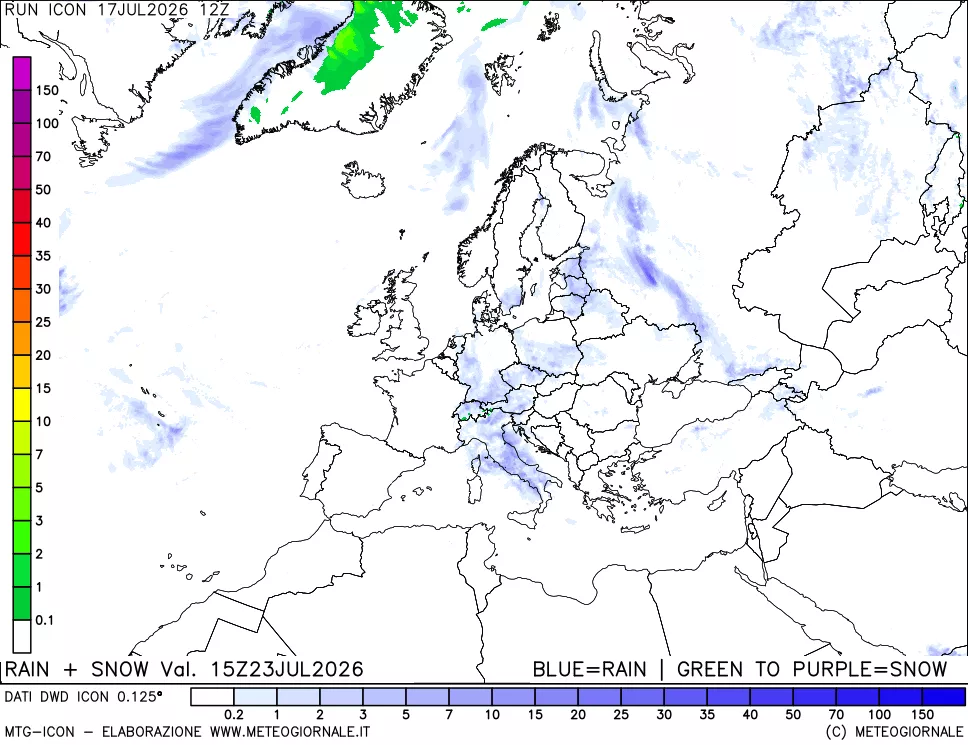 mappa Precipitazioni totali e nevose