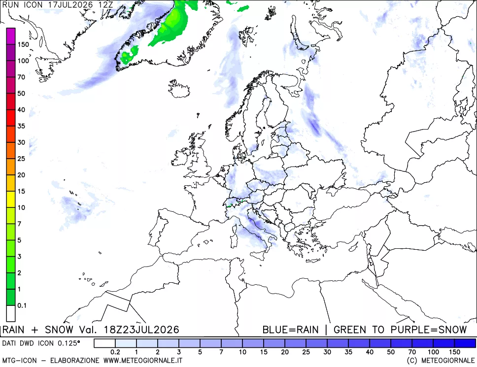 mappa Precipitazioni totali e nevose