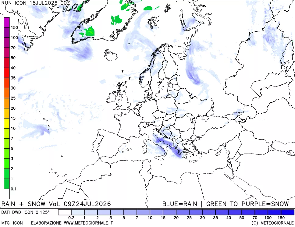 mappa Precipitazioni totali e nevose