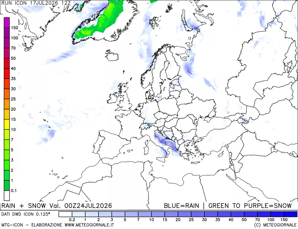 mappa Precipitazioni totali e nevose