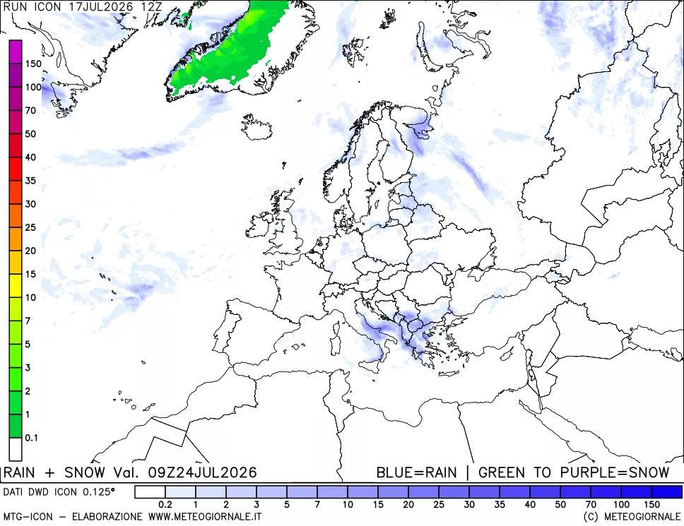 mappa Precipitazioni totali e nevose