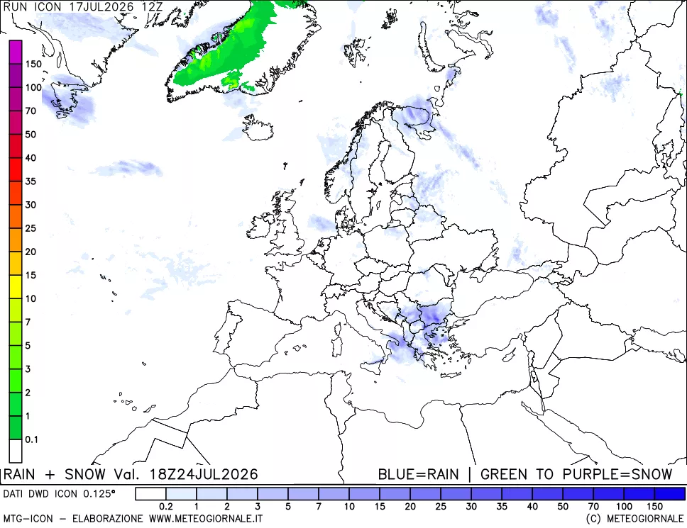 mappa Precipitazioni totali e nevose