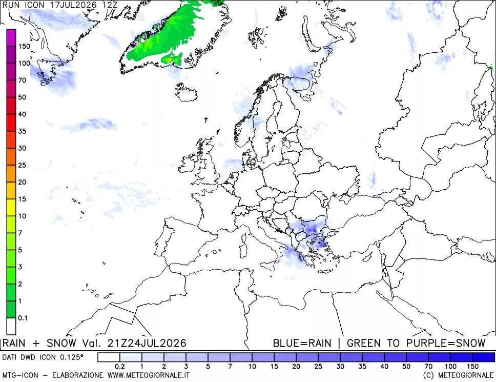 mappa Precipitazioni totali e nevose