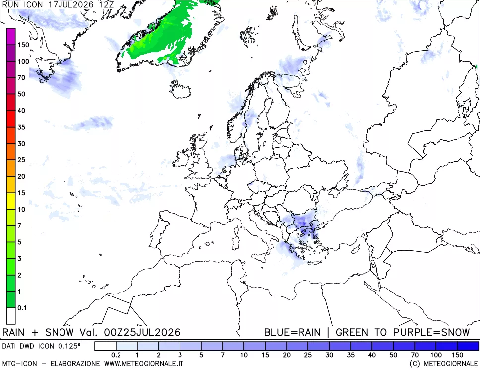 mappa Precipitazioni totali e nevose