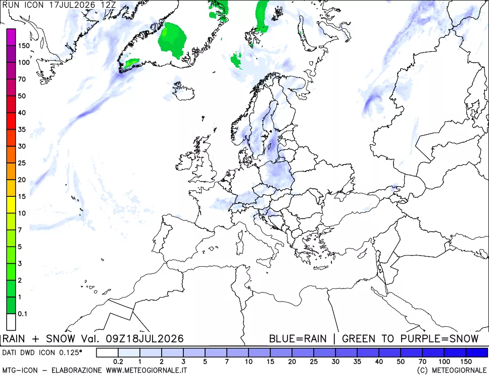 mappa Precipitazioni totali e nevose