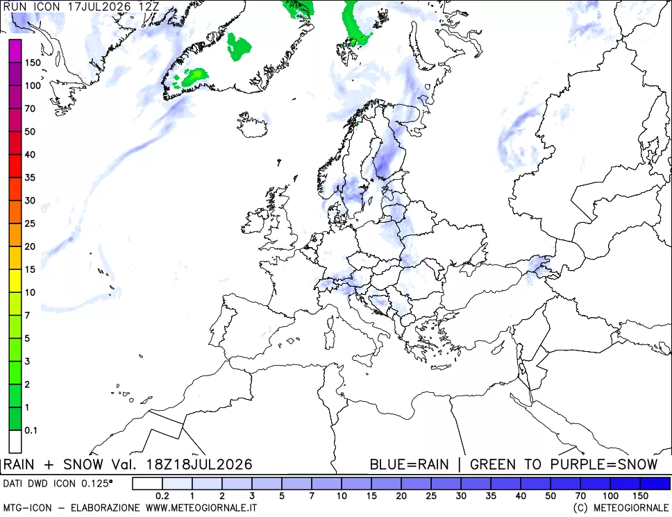 mappa Precipitazioni totali e nevose