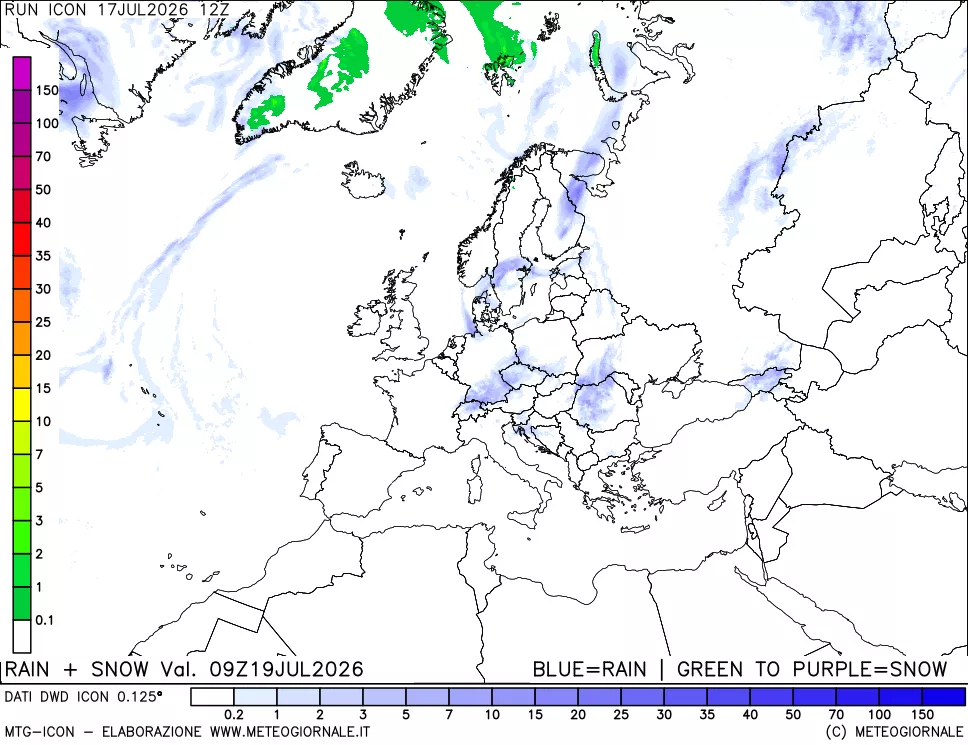 mappa Precipitazioni totali e nevose
