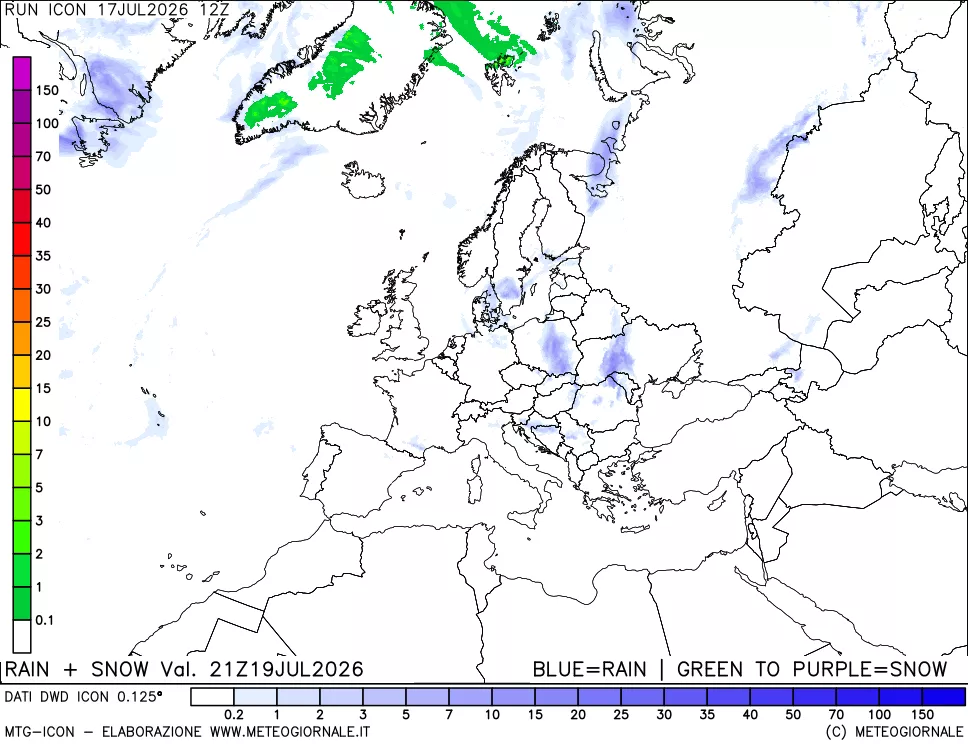 mappa Precipitazioni totali e nevose