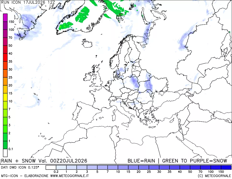 mappa Precipitazioni totali e nevose