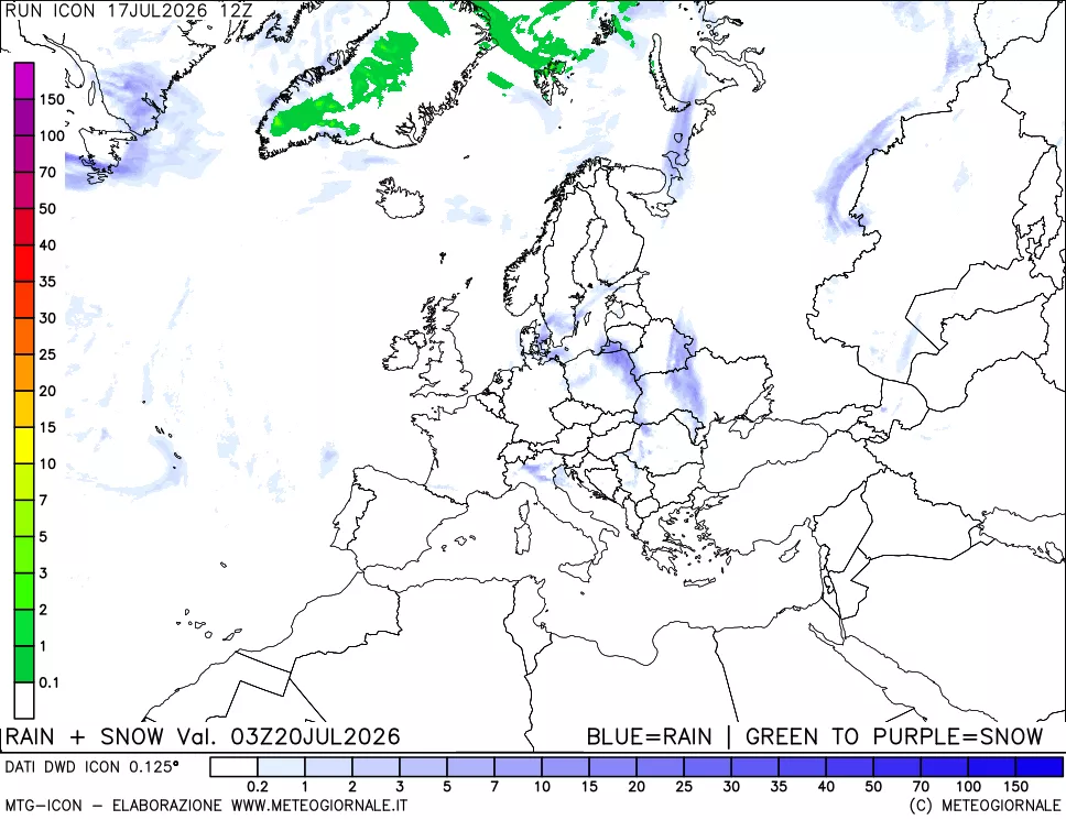 mappa Precipitazioni totali e nevose