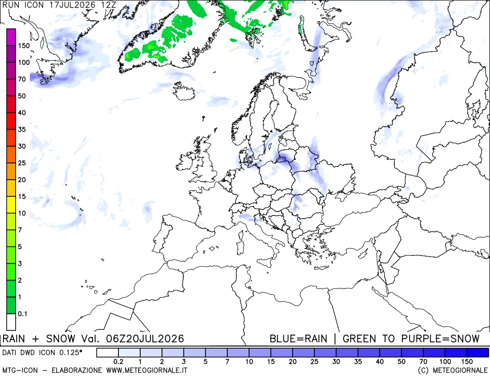 mappa Precipitazioni totali e nevose