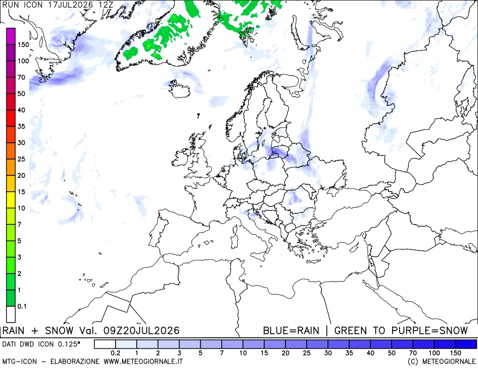 mappa Precipitazioni totali e nevose