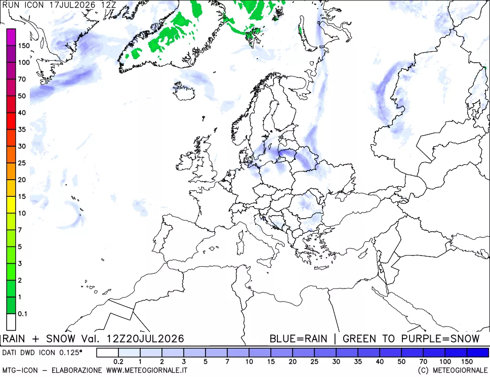 mappa Precipitazioni totali e nevose