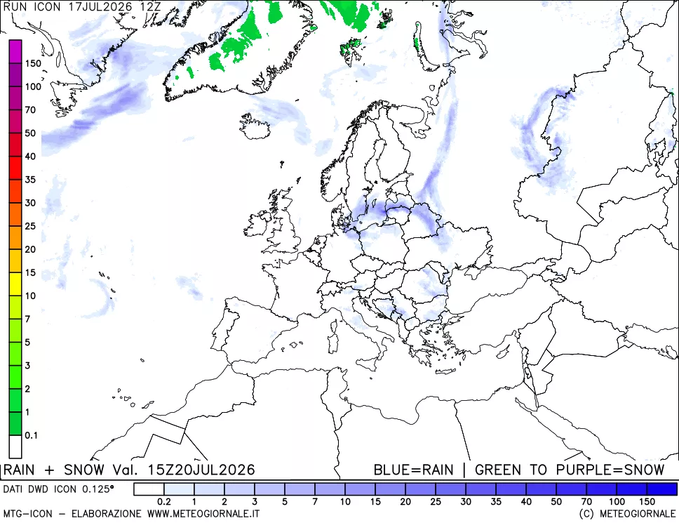 mappa Precipitazioni totali e nevose