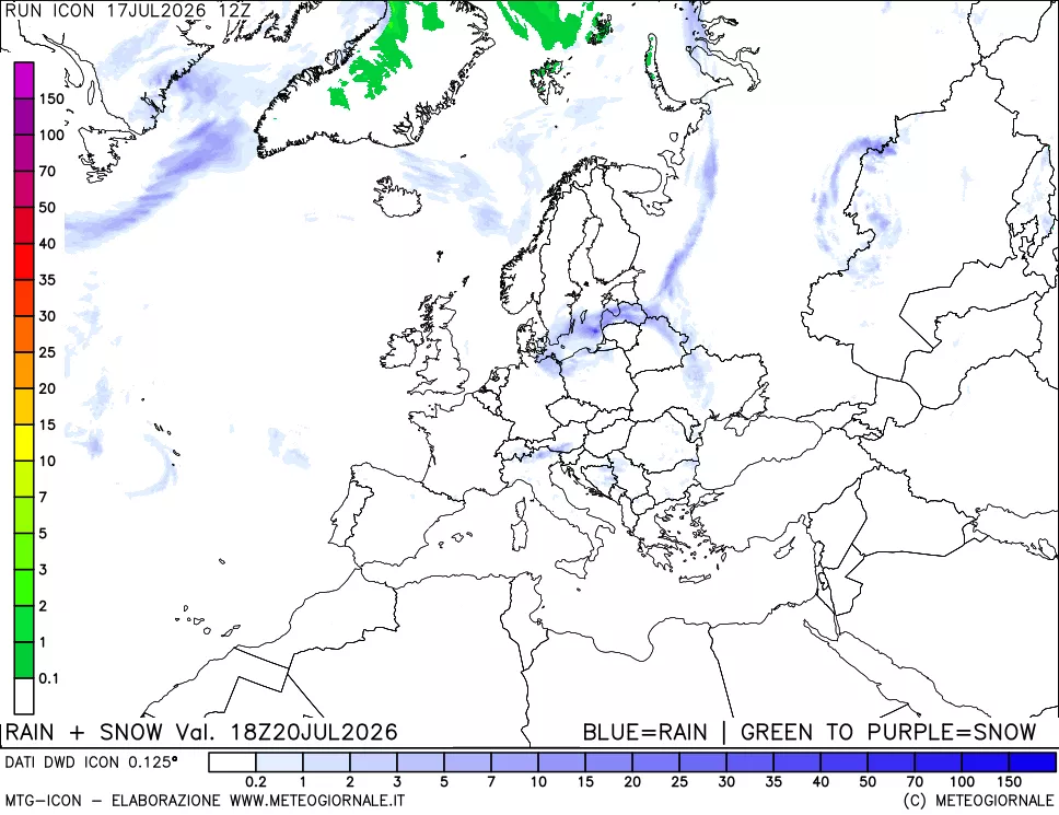 mappa Precipitazioni totali e nevose