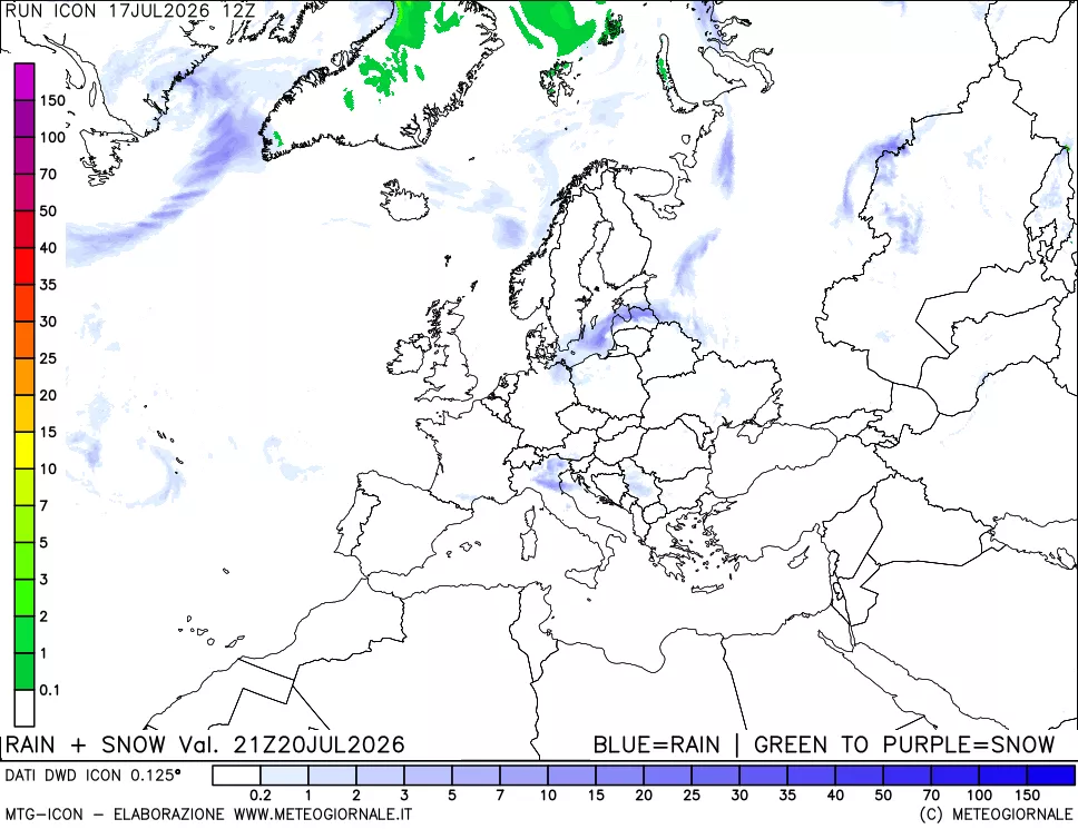 mappa Precipitazioni totali e nevose