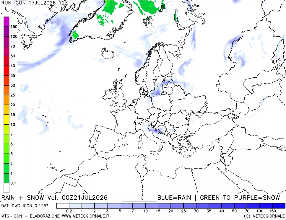mappa Precipitazioni totali e nevose