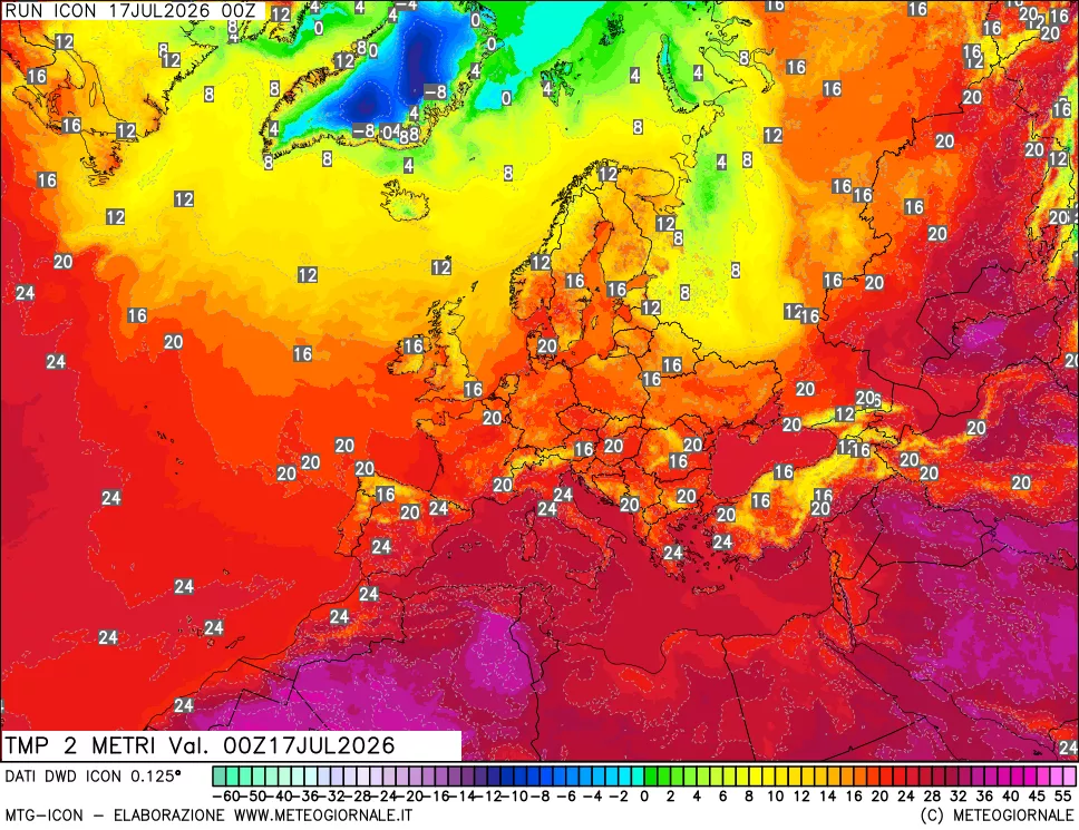 mappa Temp 2 metri
