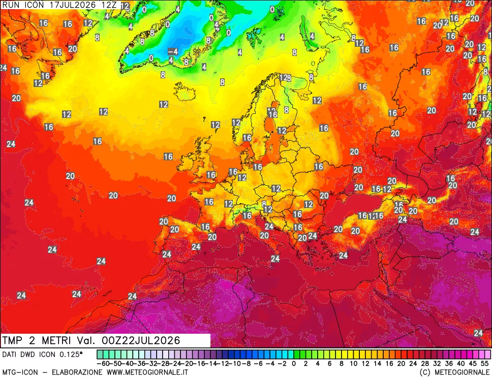 mappa Temp 2 metri