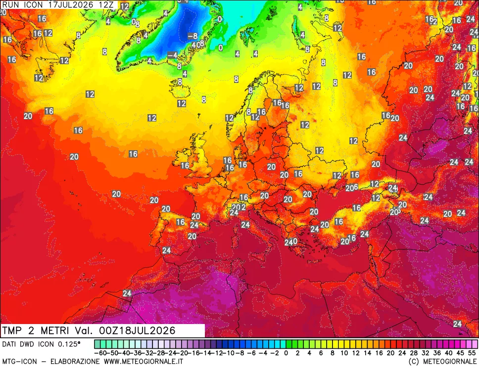 mappa Temp 2 metri