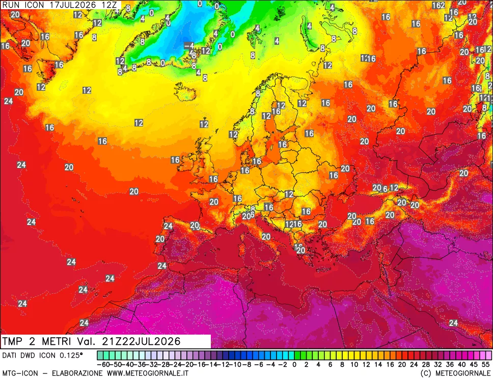 mappa Temp 2 metri