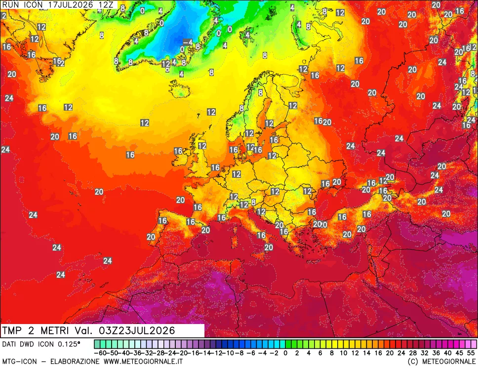 mappa Temp 2 metri