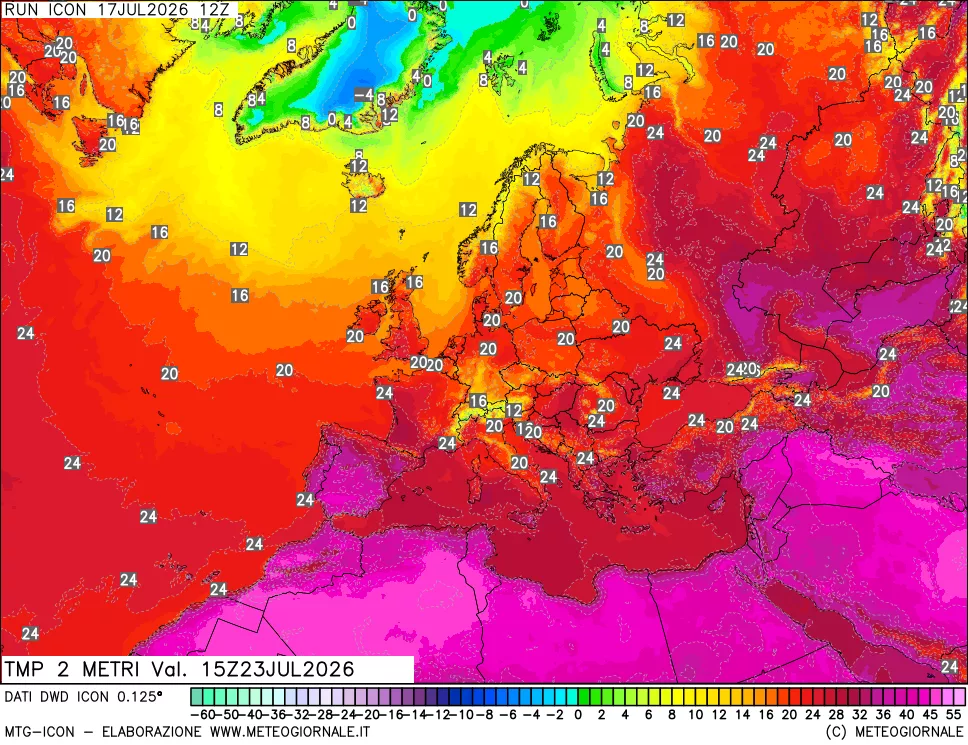 mappa Temp 2 metri