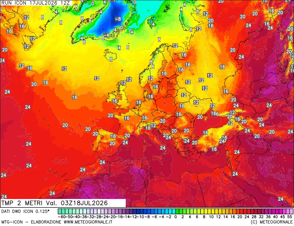 mappa Temp 2 metri