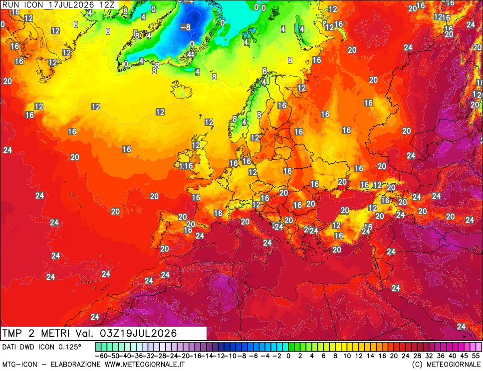 mappa Temp 2 metri
