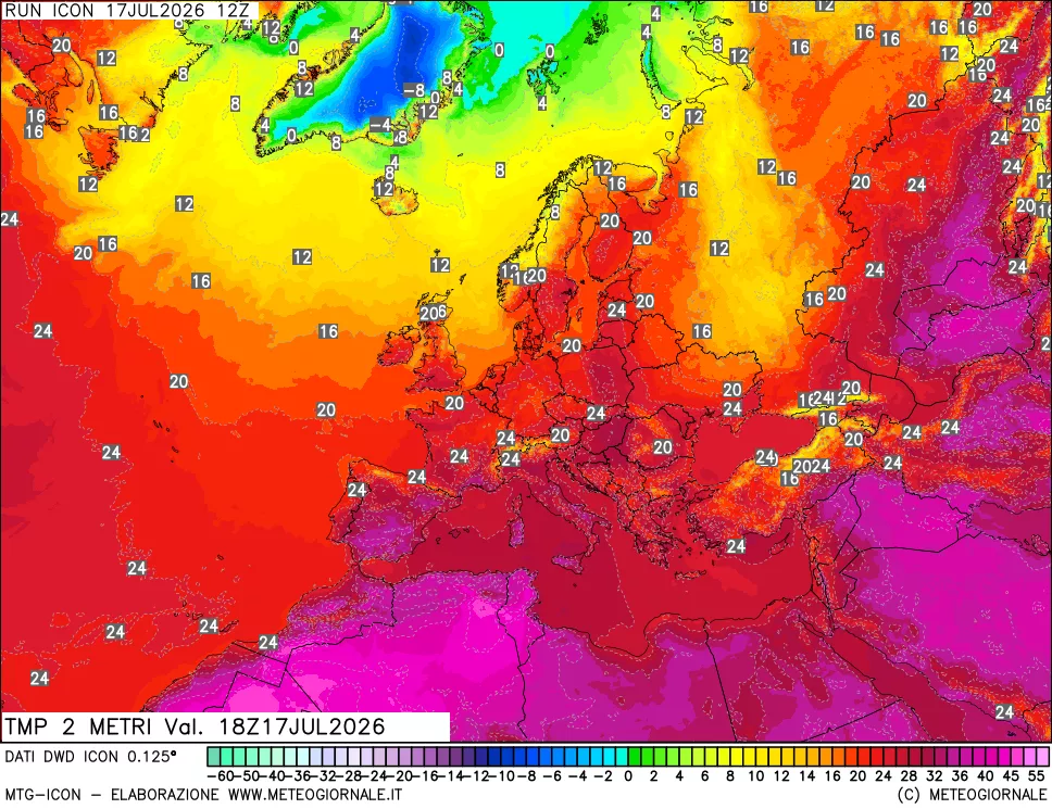 mappa Temp 2 metri