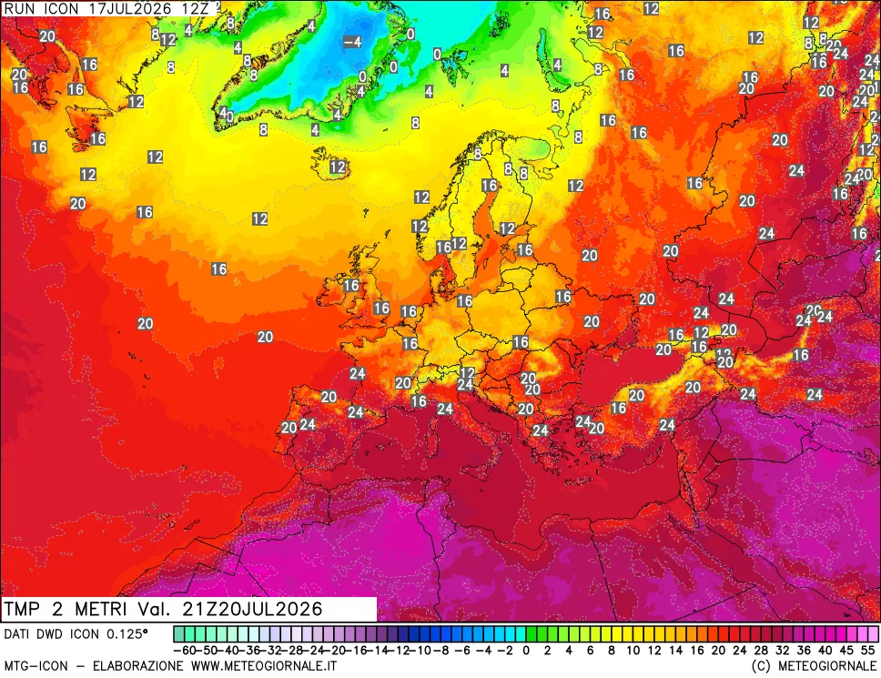 mappa Temp 2 metri