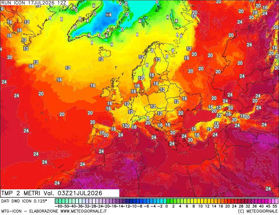 mappa Temp 2 metri