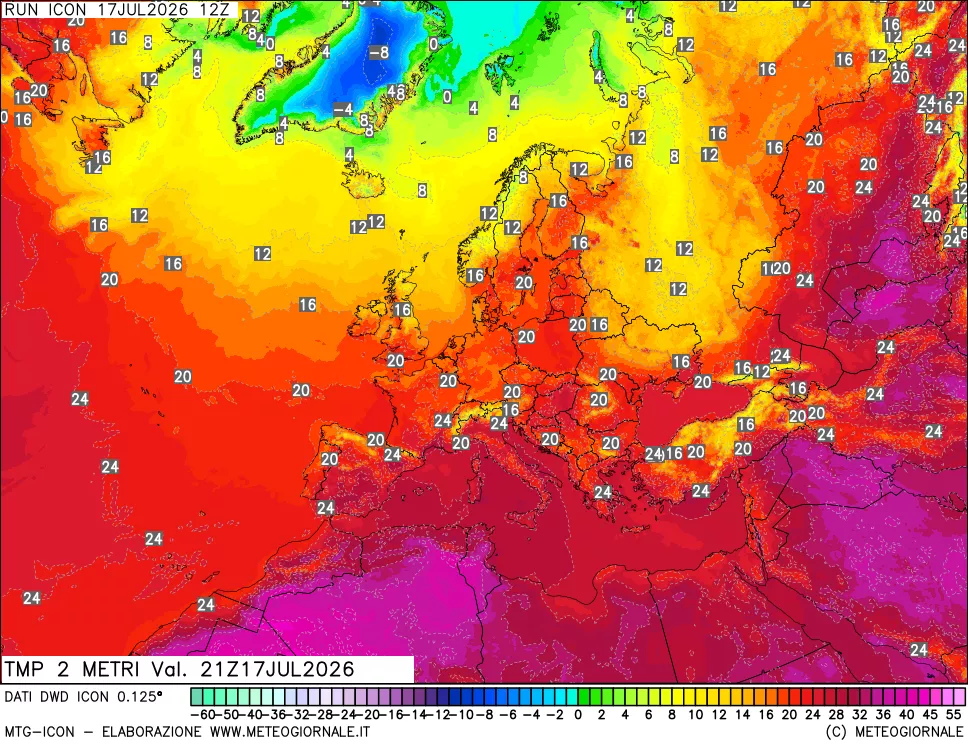 mappa Temp 2 metri