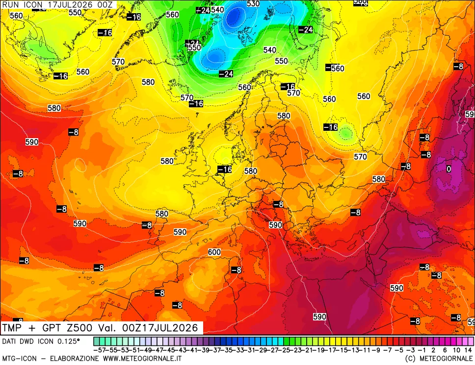 mappa 500 hPa Temp + GPT