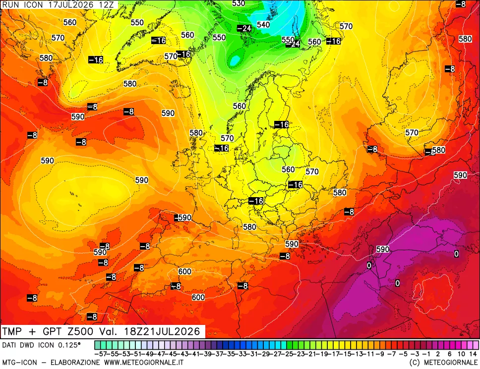 mappa 500 hPa Temp + GPT