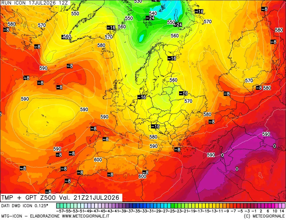 mappa 500 hPa Temp + GPT