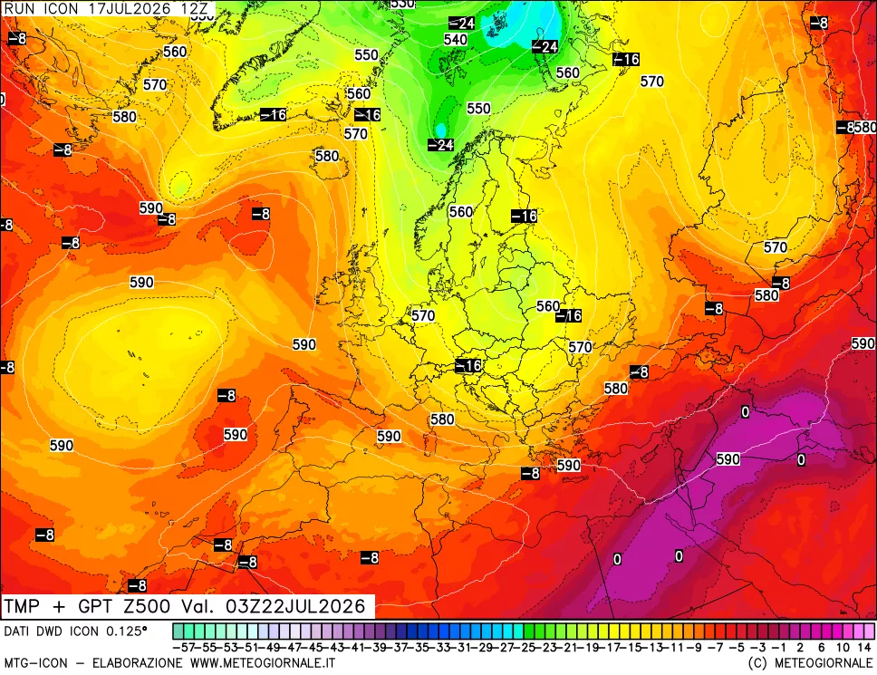 mappa 500 hPa Temp + GPT