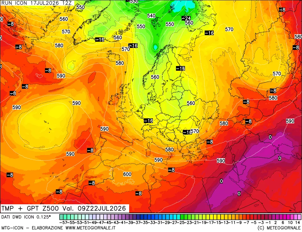 mappa 500 hPa Temp + GPT