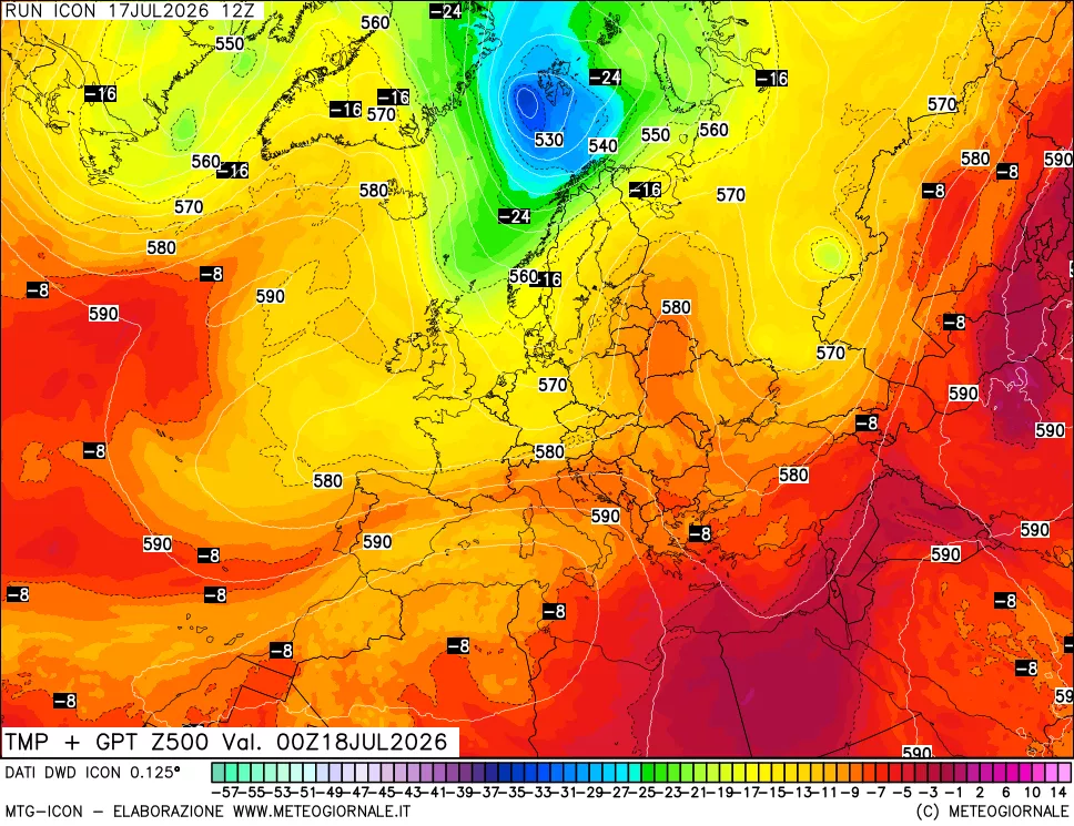 mappa 500 hPa Temp + GPT