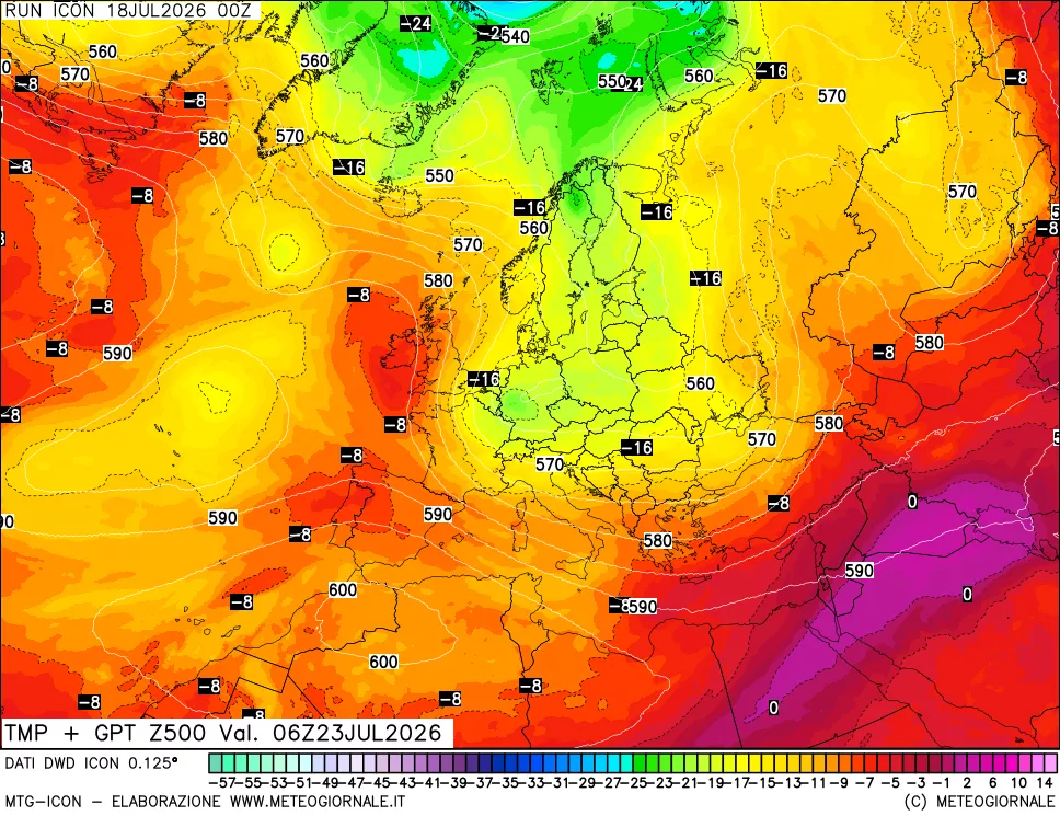 mappa 500 hPa Temp + GPT