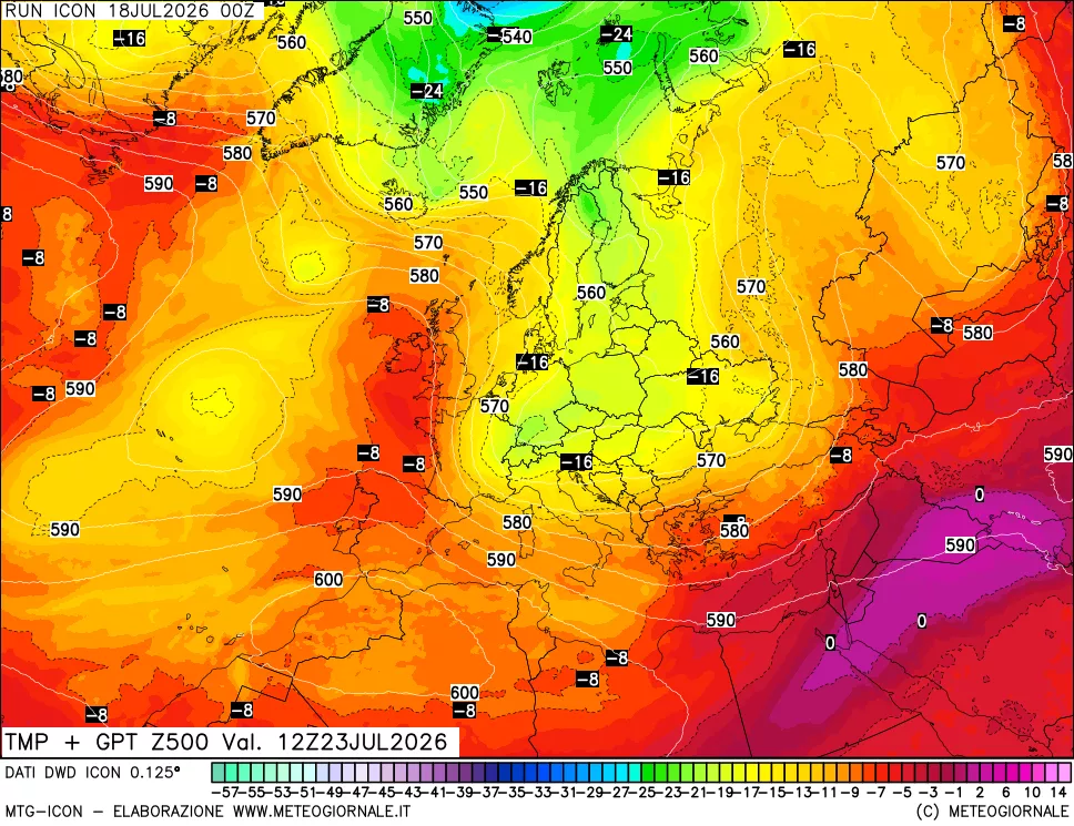 mappa 500 hPa Temp + GPT